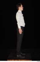  Jamie black shoes black trousers bow tie dressed standing uniform waiter uniform white shirt whole body 0015.jpg